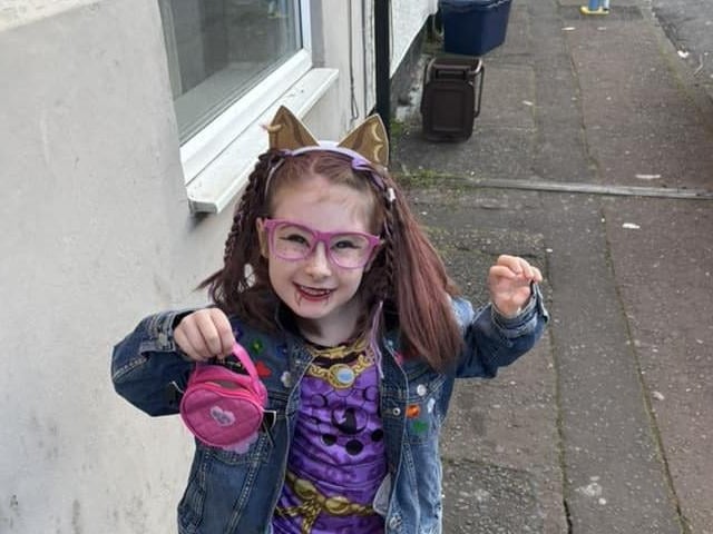 Ivy, aged seven, as Clawdeen Wolf from Monster High.