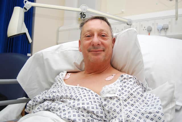 Live-streamed patient David McLoughlin pictured recovering in hospital after his surgery.