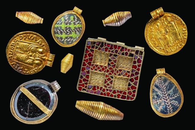 Collection of pendants from the Harpole Burial necklace