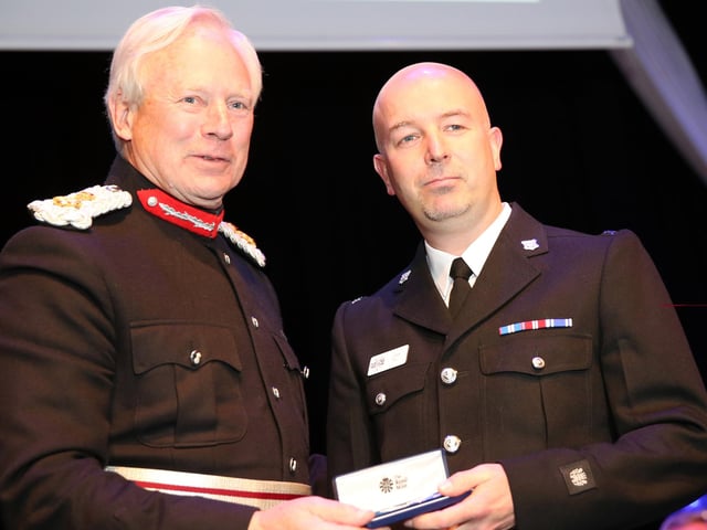 2015 - Long Service Award presented by David Laing Lord Lieutenant of Northamptonshire to Christopher Tall