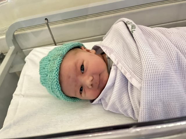 Otis born at 9.32am on January 18 at Northampton General Hospital, weighing 9lbs 2oz.