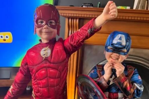 Chelsea sent a picture of kids as superheroes.