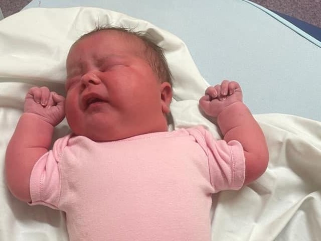 Roxy Rose born on January 5, 2023 at 3.17pm at NGH. She weighed 13lbs 5oz.