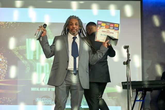 DJ Principal receiving his award. Photo by Oluwaseun Oodebode.