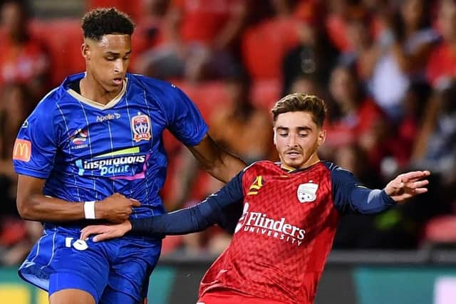 Tete Yengi in action for Newcastle Jets in the Australian A-League in 2021