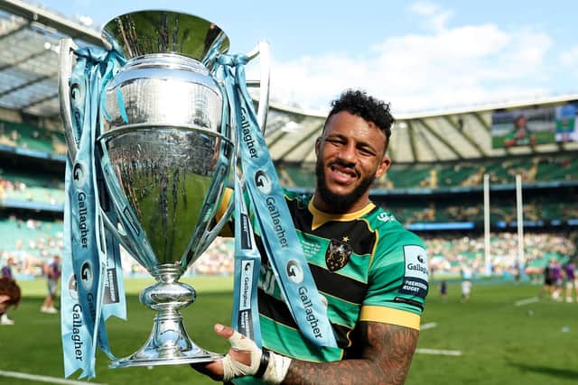 Courtney Lawes won the PREM with Saints in 2014 and 2024 (photo by David Rogers/Getty Images)