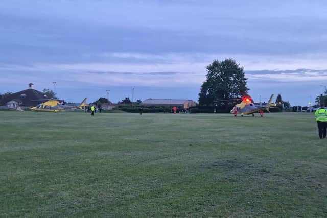 Air ambulances at the scene in Kings Heath, Northampton. Picture: Richard Durham