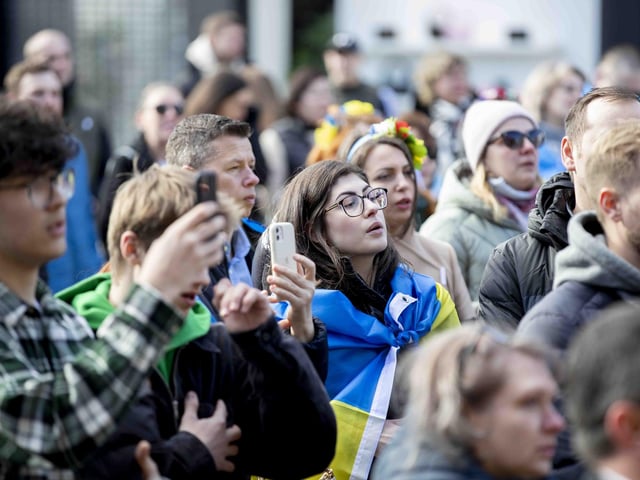 Hundreds attended to commemorate one year since the invasion of Ukraine on February 24, 2022.