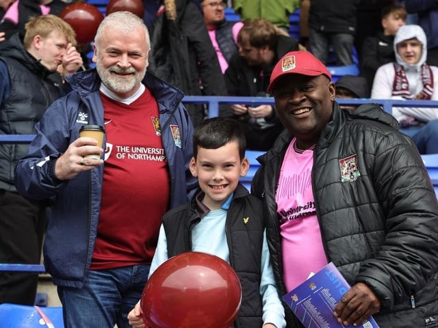 Northampton Town supporters prior to the final game of the season at Tranmere Rovers.