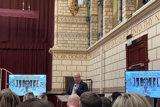 Police Fire and Crime Commissioner Stephen Mold speaking at the event.