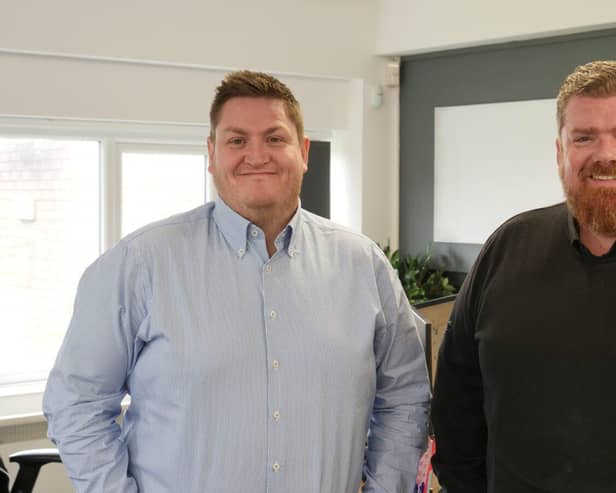 Jon (left) with Apertus Group Managing Director Grant McKenna (right)