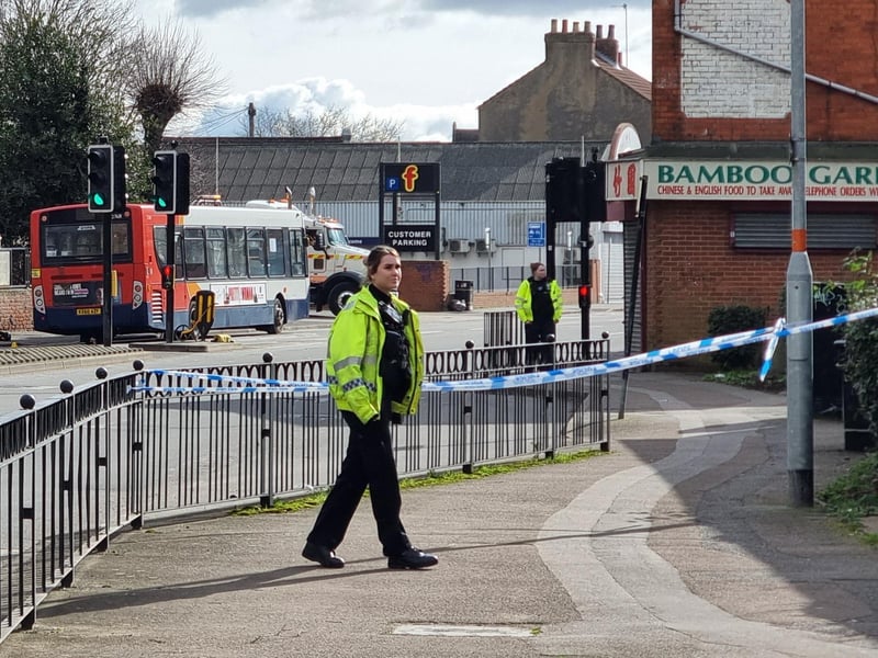 Pictures from the scene at midday. The incident happened at 8.40am today (Monday).