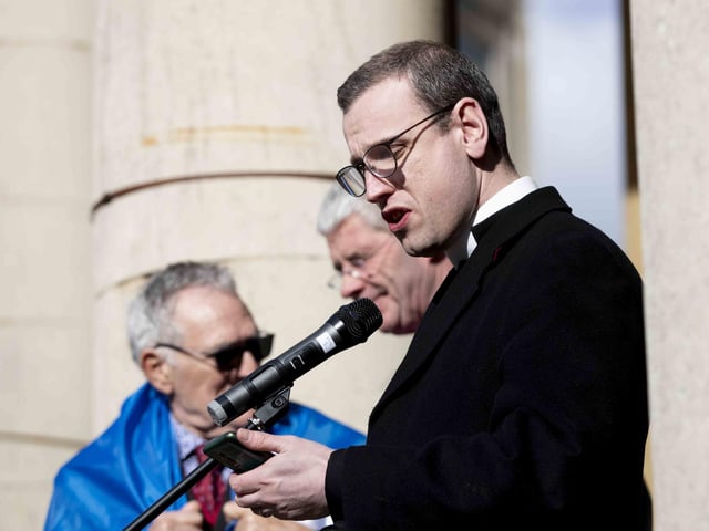 Hundreds attended to commemorate one year since the invasion of Ukraine on February 24, 2022.