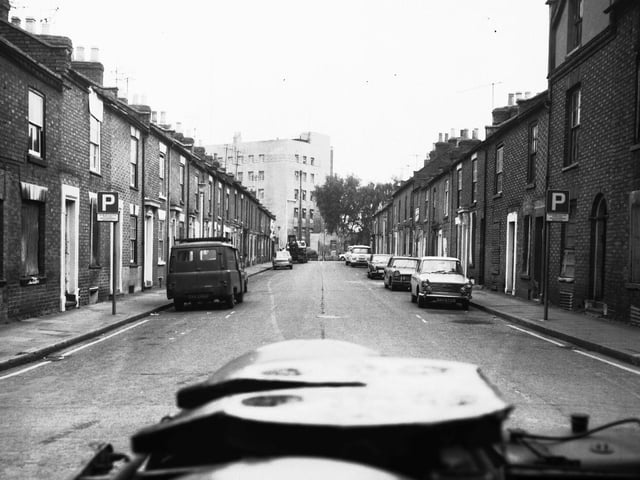 Park Street, Northampton, with Mounts Fire Station in background, June 17, 1971