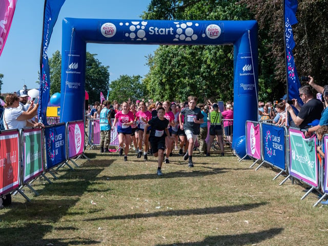 Runners taking part in the Pretty Muddy Race For Life at Abington Park in Northampton on Saturday, July, 11, 20026. Photo by David Jackson.