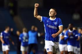 Portsmouth striker Colby Bishop looks set for a period on the sidelines after he injured his ankle in the Blues' 2-0 win at Burton on Tuesday night
