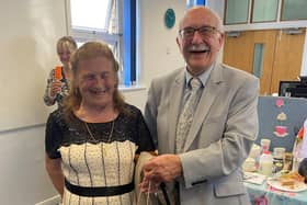 Marianna Carpenter (left) and her partner Ken Thurston (right) were invited to Northampton General Hospital to meet the department who will be using the revolutionary machinery, bought using her generous donation.