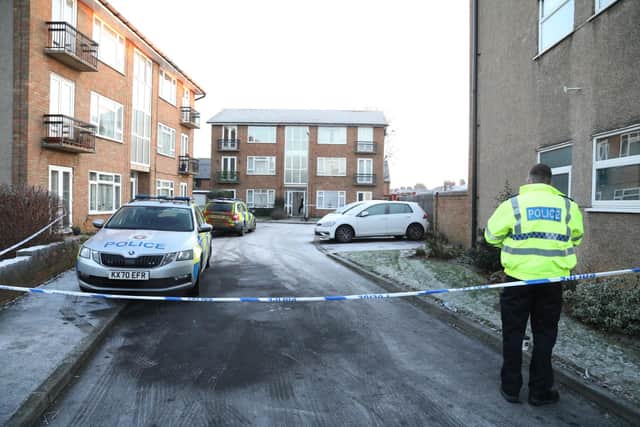 Police at the scene on Friday morning