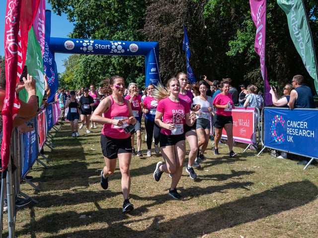 Runners taking part in the Pretty Muddy Race For Life at Abington Park in Northampton on Saturday, July, 11, 20026. Photo by David Jackson.