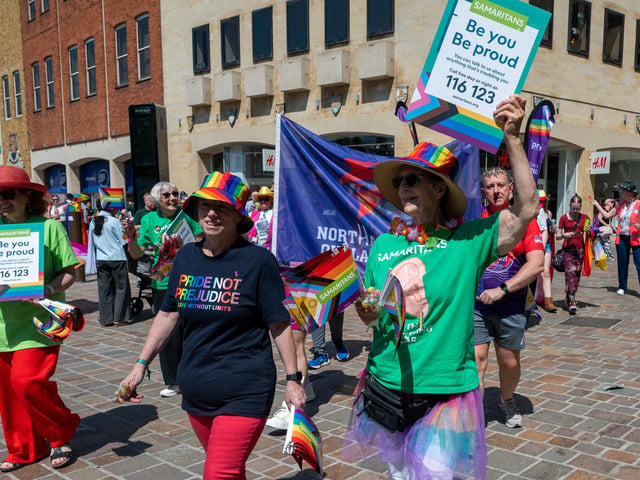 Northampton Pride 2026 in the Market Square on Saturday July 11, 2026. Photo by David Jackson