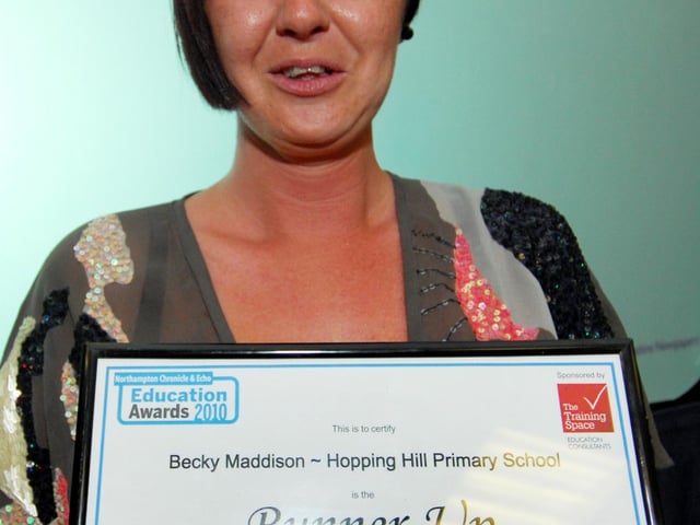 2010: Term Time Education Awards at Freemasons Hall and Conference Centre, St Georges Ave, Northampton. Becky Maddison (Hopping Hill Primary School - Inspirational Teacher Award - runner-up).