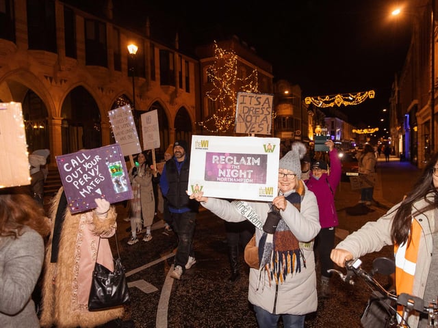 Activists joined the march on Friday November 28 to stand against violence towards women and girls.