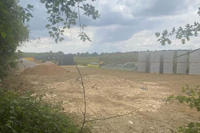 Pictured: The "mud track" that will eventually become the new road Compton Estates is working on to improve parking in Yardley Hastings.