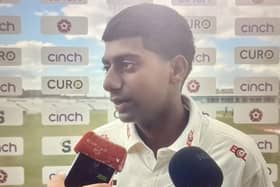 Nirvan Ramesh faces the media after making his debut for Northants against Glamorgan on Monday