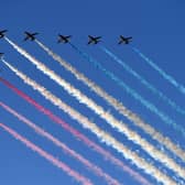 The Red Arrows will fly over Northamptonshire several times this weekend.