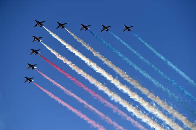 The Red Arrows will fly over Northamptonshire several times this weekend.