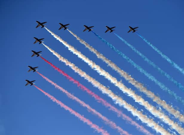 The Red Arrows will fly over Northamptonshire several times this weekend.
