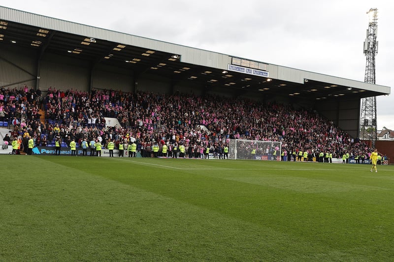 The away end at Prenton Park was a sea of pink