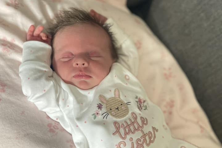 Elsie Jean born at Northampton General Hospital on April 4 at 2.27am, weighing seven lbs, 8.5ozs.