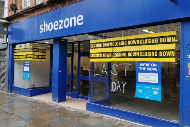 Shoezone in Drapery is closing down and moving to the Grosvenor Centre - picture taken on April 6