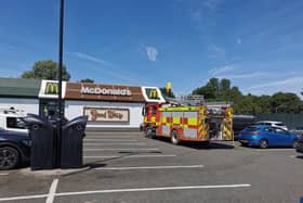 Firefighters were called to McDonalds in Sixfields at 1.30pm on Monday
