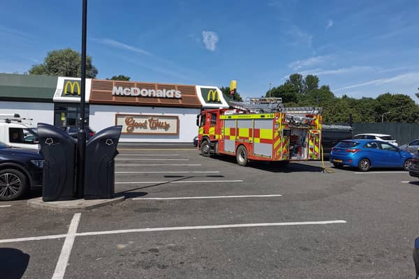 Firefighters were called to McDonalds in Sixfields at 1.30pm on Monday