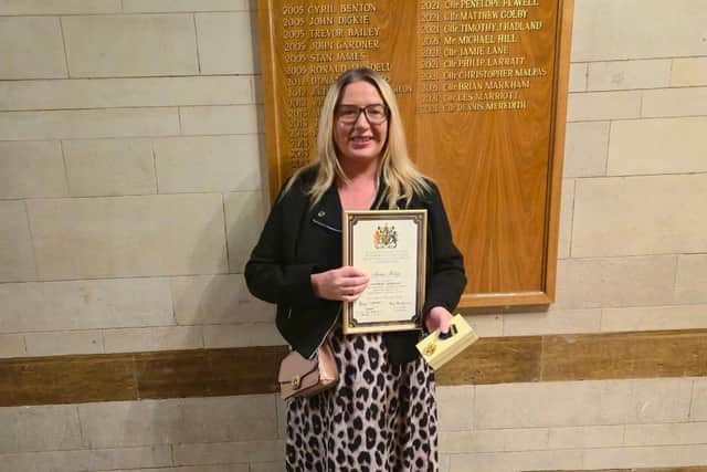 Anna King being honoured with the Honoury Alderman