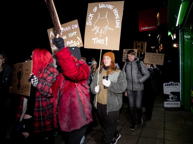 The event took place in Northampton on Friday November 2024 and saw dozens of activists march for an end to violence against women and girls.