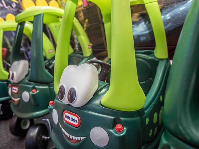 There is a new sensory room, car wash role play zone, two large ball pits with ball showers, and a sports court with astroturf on the top level.