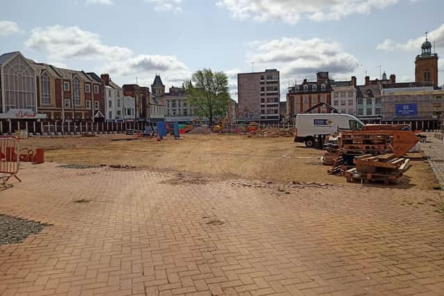 This is how the Market Square currently looks after three months of refurbishment works. Picture taken on May 16.