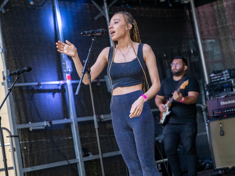 Megzz performing on the Main Stage at the Northampton Music Festival on Sunday, September 8, 2024. Photo by David Jackson.