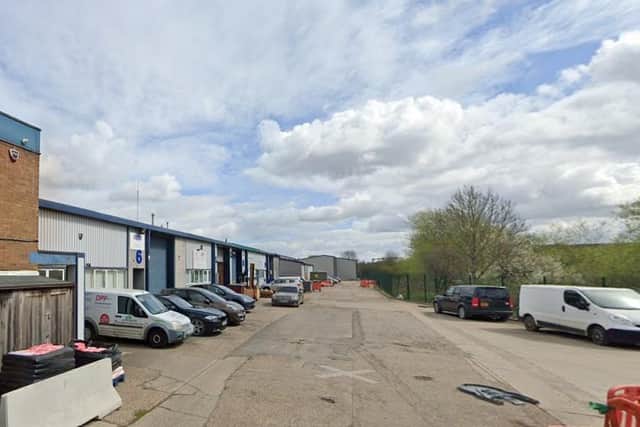 The men were seen driving suspiciously on the Finedon Road Industrial Estate in Wellingborough. Image: Google