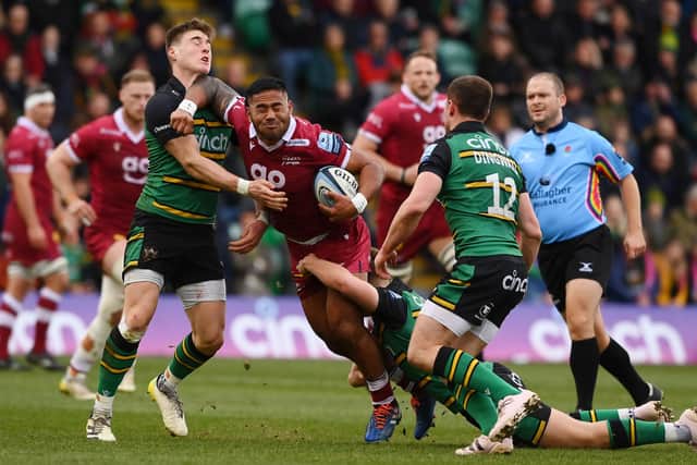 Manu Tuilagi was sent off for a forearm to the face of Tommy Freeman