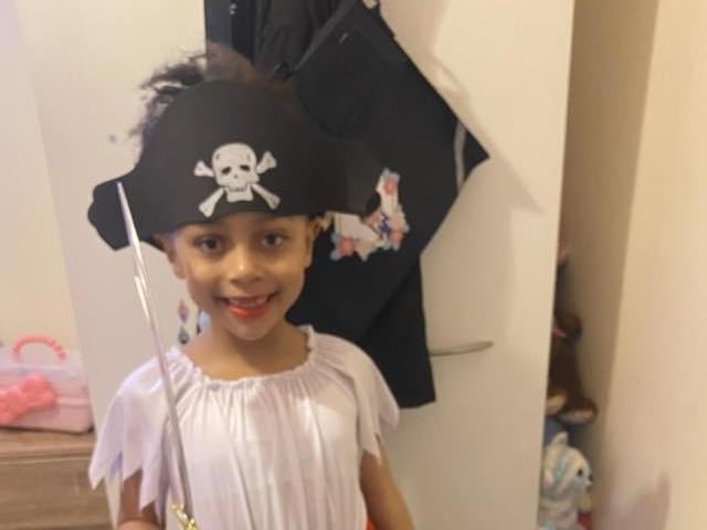 Nya, aged six, as a pirate.