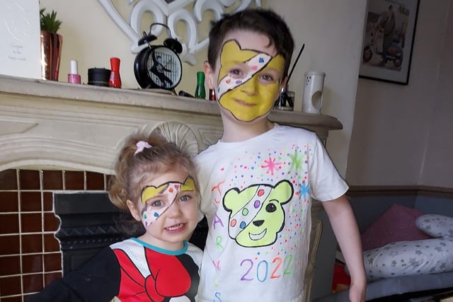 Mamie aged two and Jarvis aged seven with some more excellent face paint.