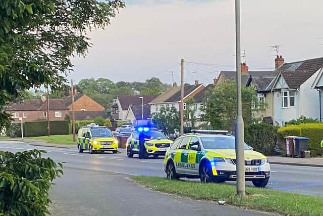Northamptonshire Police have closed off Harlestone Road on Wednesday evening.