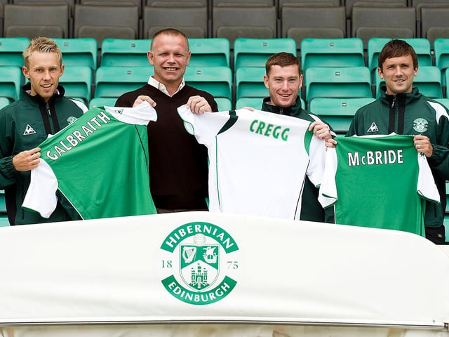 John Hughes looks underwhelmed with the signings of Danny Galbraith, Patrick Cregg and Kevin McBride. Galbraith would go on to score a winner at Celtic Park.