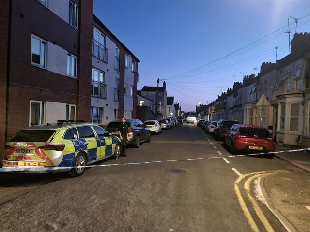 Adnitt Road, from Stimpson Avenue to Whitworth Road and Bostock Avenue, remains taped off while police investigate. This was the scene last night (Tuesday) at 11pm.