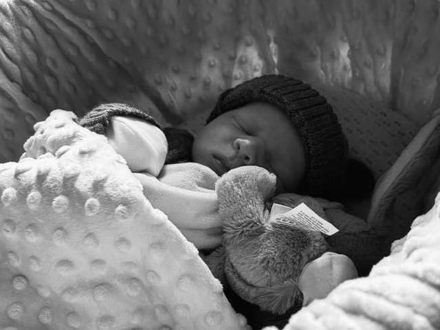 Ayrton born at 12.17pm on March 20 at Northampton General Hospital, weighing 8lbs.