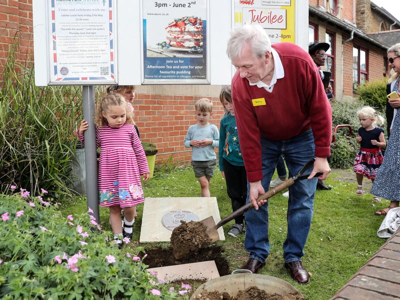 A time capsule is buried at Untited Reform Church in Abington.